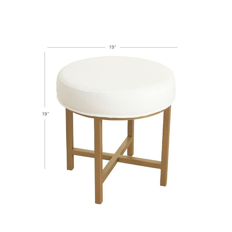 HomePop Velvet Circle Ottoman, White