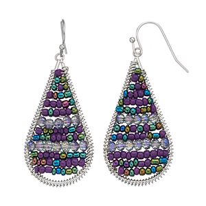 Purple Threaded Teardrop Earrings