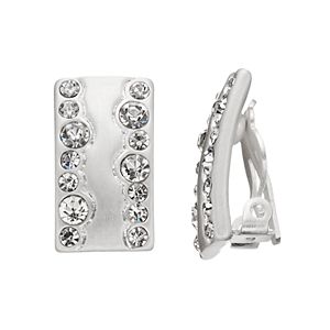 Dana Buchman Wavy Simulated Crystal Nickel Free Clip On Bar Earrings