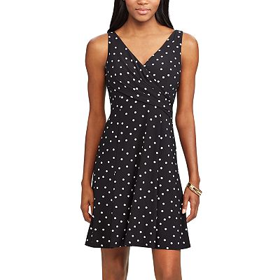 Women s Chaps Polka Dot Fit Flare Dress