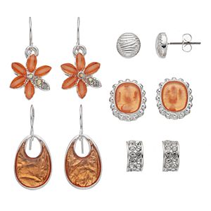 Peach Flower, Cabochon & Cutout Earring Set