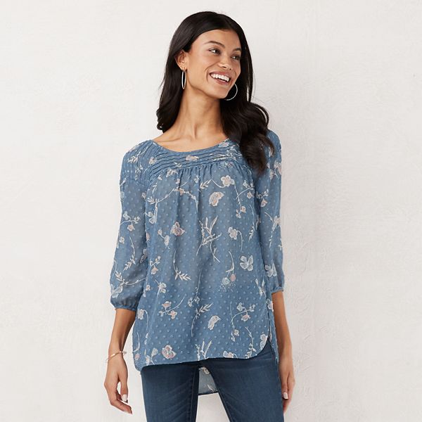 Women's LC Lauren Conrad Printed Chiffon Peasant Top