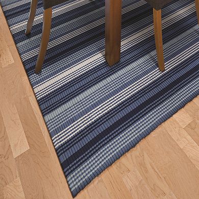 Couristan Bar Harbor Blueberry Crush Striped Reversible Cotton Rug