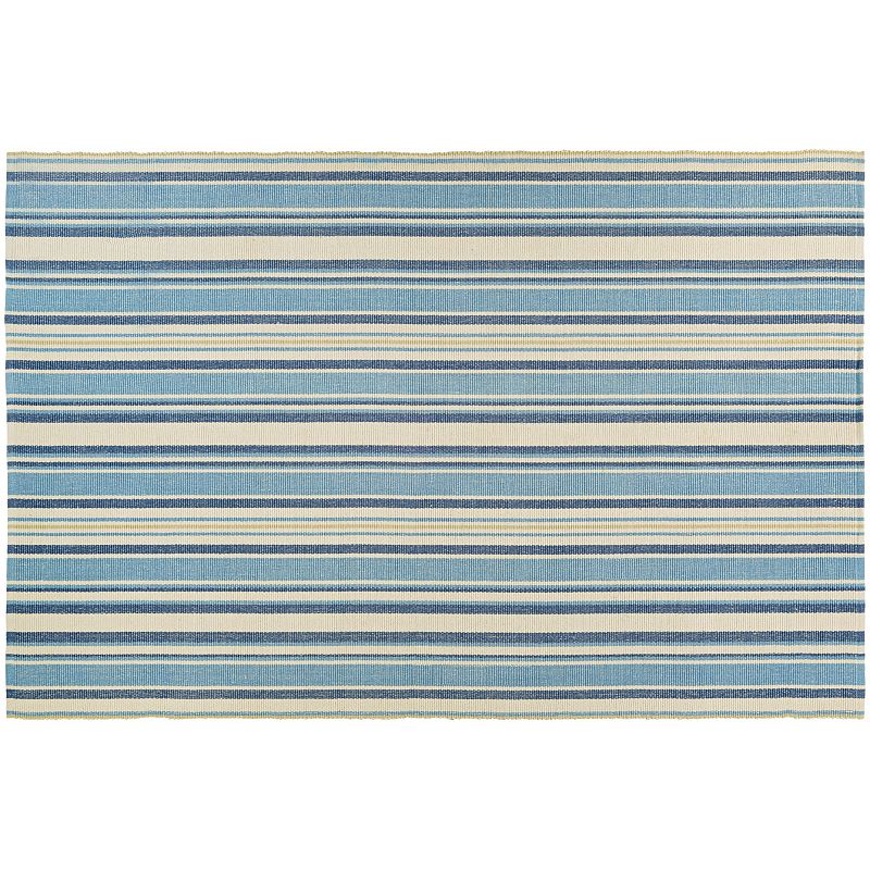 Couristan Bar Harbor Lagoon Striped Reversible Cotton Rug, Blue, 8X10 Ft Refresh any living area with the relaxing vibe of this Couristan Bar Harbor Lagoon Striped reversible cotton rug. In lagoon. Watch the product video here. FEATURES Handmade Durable flatwoven pile Reversible Striped pattern CONSTRUCTION & CARE Cotton Machine wash Manufacturer's 1-year limited warrantyFor warranty information please click here Imported Attention: All rug sizes are approximate and should measure within 2-6 inches of stated size. Pattern may also vary slightly. This rug does not have a slip-resistant backing. Rug pad recommended to prevent slipping on smooth surfaces. . Size: 8X10 Ft. Color: Blue. Gender: unisex. Age Group: adult.