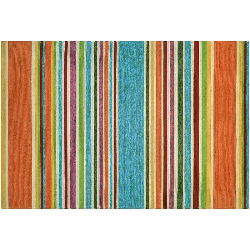 Couristan Covington Sherbet Striped Indoor Outdoor Rug, Multicolor, 8Ft Rnd