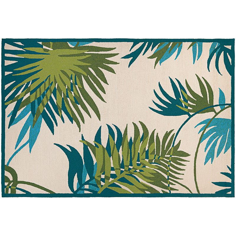 Couristan Covington Jungle Leaves Indoor Outdoor Rug, Green, 8Ft Rnd