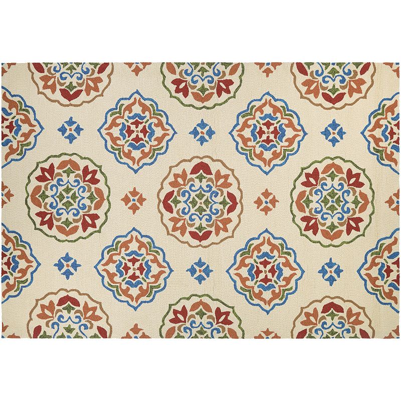 Couristan Covington San Clemente Medallion Indoor Outdoor Rug, Red, 5.5X8 Ft