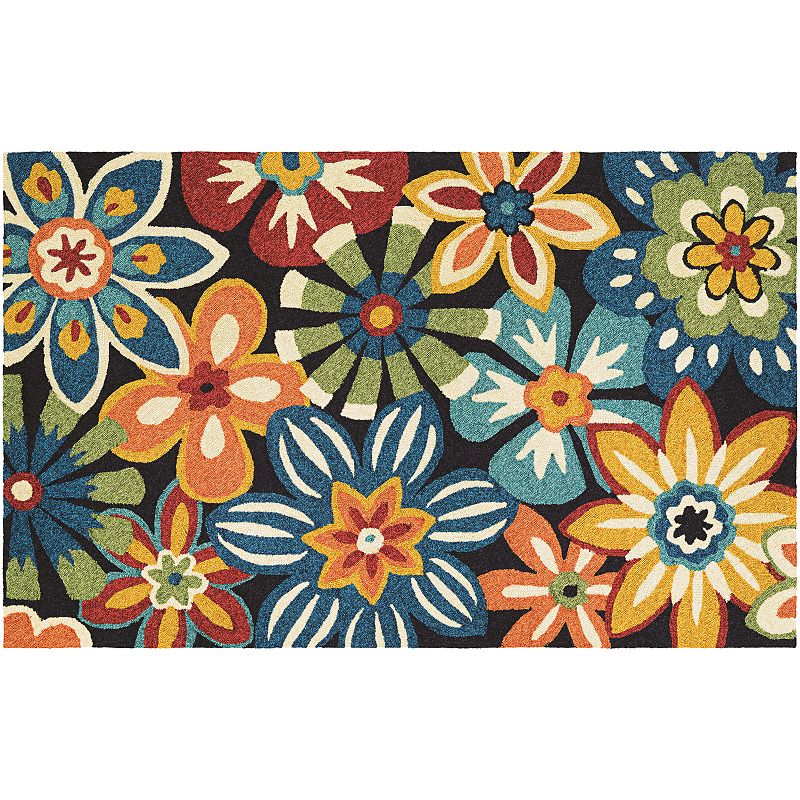 Couristan Covington Geranium Floral Indoor Outdoor Rug, Blue, 8Ft Rnd