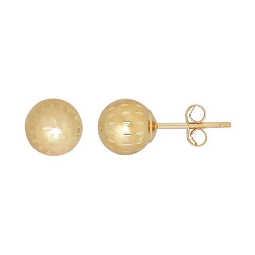 Everlasting Gold 10k Gold Textured Ball Stud Earrings