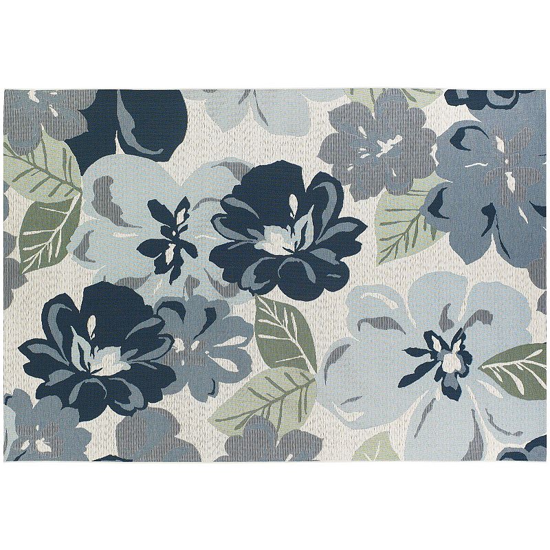 Couristan Dolce Novella Floral Indoor Outdoor Rug, Grey, 8X11 Ft