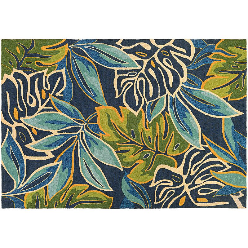 Couristan Covington Areca Palms Indoor Outdoor Rug, Blue, 2.5X8.5 Ft