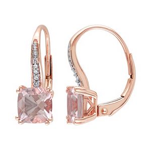 10k Rose Gold Morganite & Diamond Accent Drop Earrings