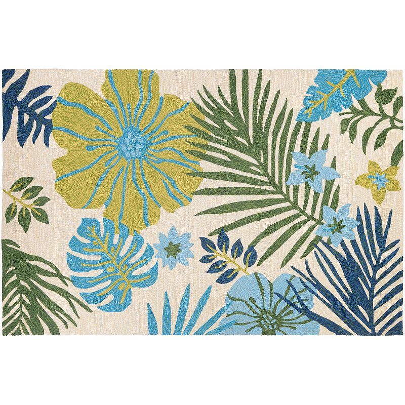 Couristan Covington Summer Laelia Floral Indoor Outdoor Rug, Blue, 8X11 Ft