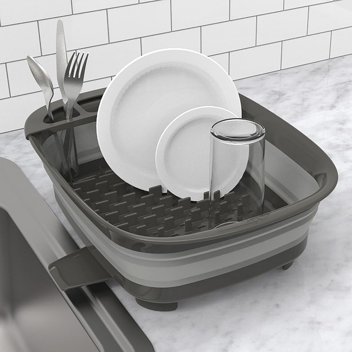 FACELE Collapsible Dish Drying Rack, Portable Dish Drainer, 14.5 x