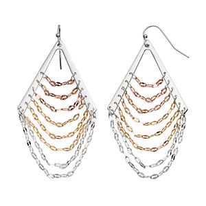 Jennifer Lopez Tri Tone Ladder Nickel Free Chandelier Earrings