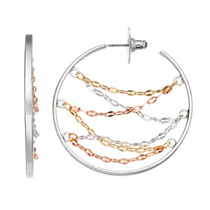 Jennifer Lopez Tri Tone Chain Nickel Free Hoop Earrings