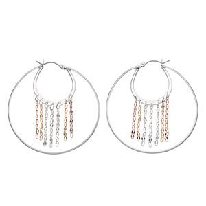 Jennifer Lopez Tri Tone Fringe Nickel Free Double Hoop Earrings