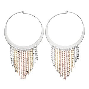 Jennifer Lopez Tri Tone Fringe Nickel Free Hoop Earrings