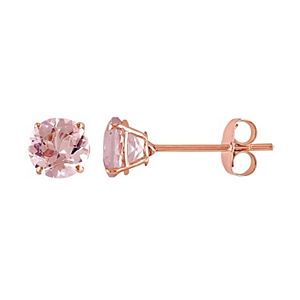 10k Rose Gold Morganite Stud Earrings