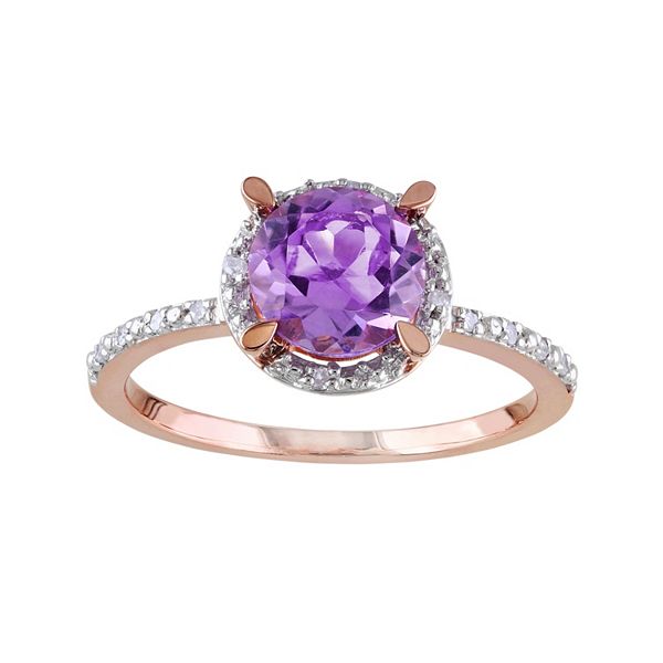 Stella Grace 10k Rose Gold Amethyst & Diamond Accent Halo Ring