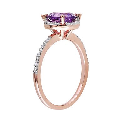 Stella Grace 10k Rose Gold Amethyst & Diamond Accent Halo Ring