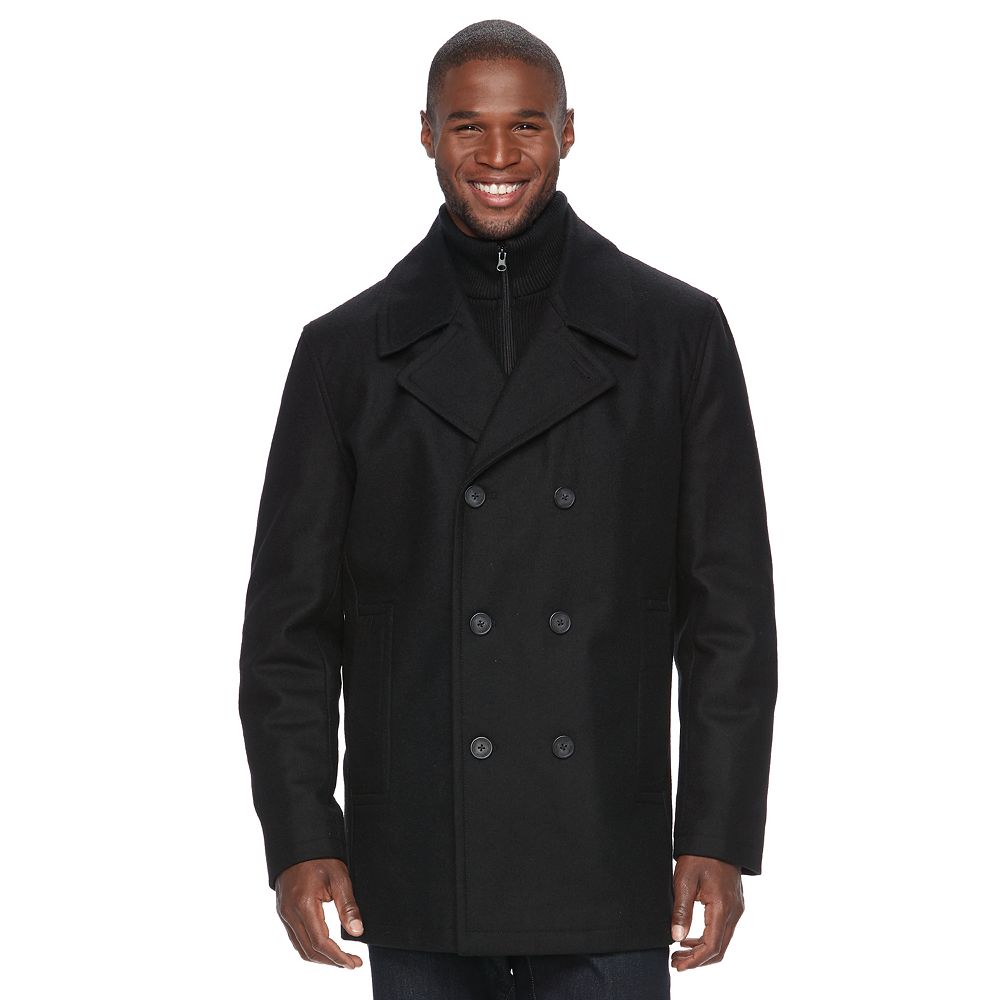 Black Mens Pea Coat Han Coats