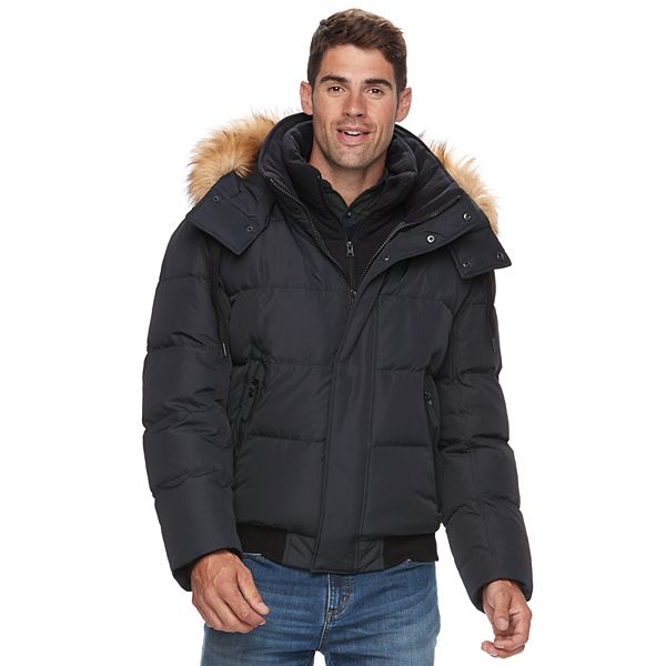 Men's AM Studio by Andrew Marc Down Faux-Fur Hooded Bomber Jacket