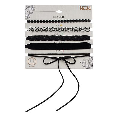 Mudd® Black Floral Lace, Wrap & Tattoo Choker Necklace Set