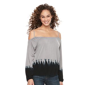 Women's WDNY Black Off-the-Shoulder Dip Dye Top