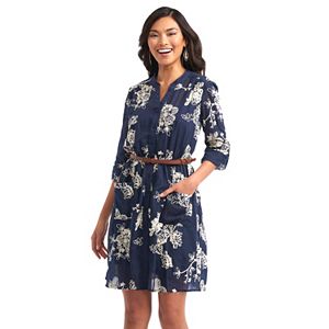 Women's Indication Belted Embroidered Shirtdress