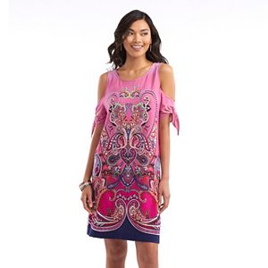 Women's Indication Cold-Shoulder Printed A-Line Dress