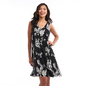 Women's Indication Embroidered Flower A-Line Dress