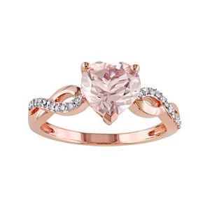 10k Rose Gold Morganite & 1/10 Carat T.W. Diamond Heart Ring