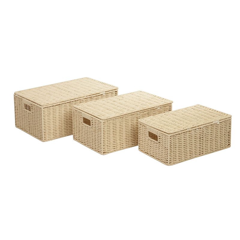 Honey-Can-Do 3-piece Paper Rope Storage Box Set, Yellow