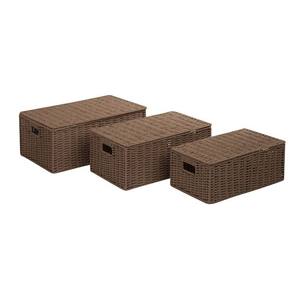 HoneyCanDo 3piece Parchment Cord Storage Box Set