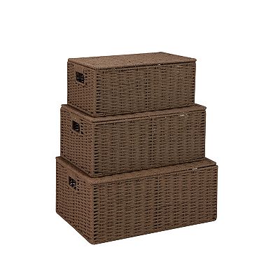 Honey-Can-Do 3-piece Parchment Cord Storage Box Set