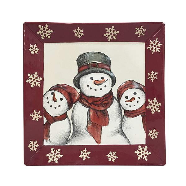 St Nicholas Square YULETIDE  Snowman Plate Platter  8.5” Holiday Christmas NWT 