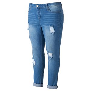 Juniors' Plus Size Hydraulic Emma Ripped Skinny Jeans