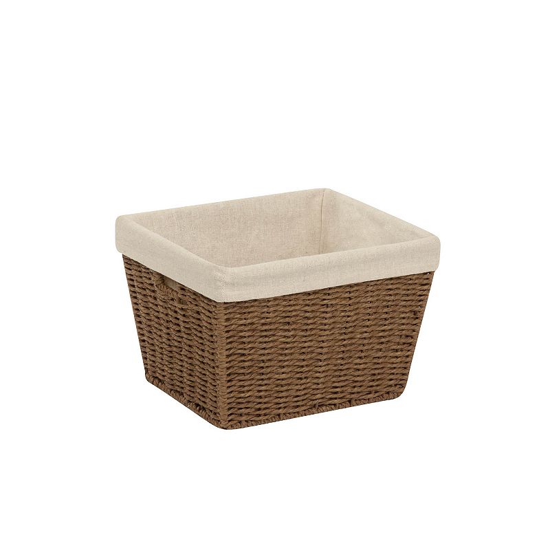 Honey-Can-Do Small Parchment Cord Lined Basket, Brown