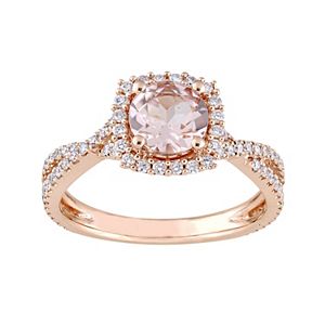14k Rose Gold Morganite & 1/2 Carat T.W. Diamond Halo Ring