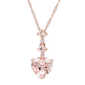 14k Rose Gold Morganite & Diamond Accent Linear Heart Pendant