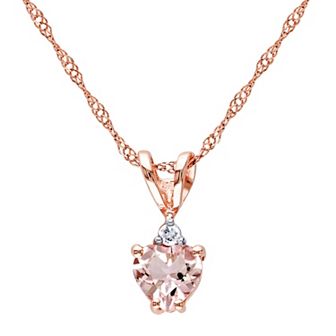 Stella Grace 10k Rose Gold Morganite & Diamond Accent Heart Pendant