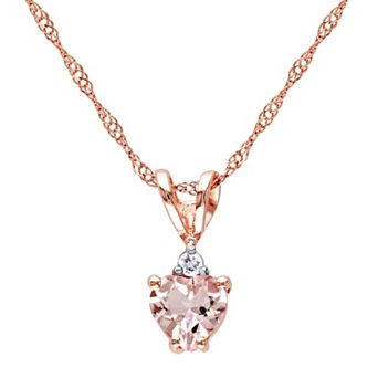 Stella Grace 10k Rose Gold Morganite & Diamond Accent Heart Pendant