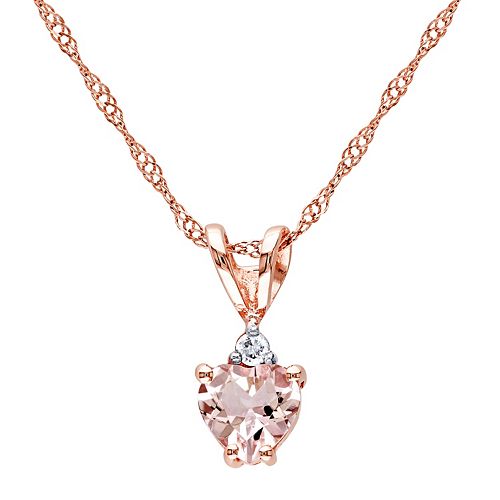 Stella Grace 10k Rose Gold Morganite & Diamond Accent Heart Pendant