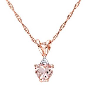 10k Rose Gold Morganite & Diamond Accent Heart Pendant