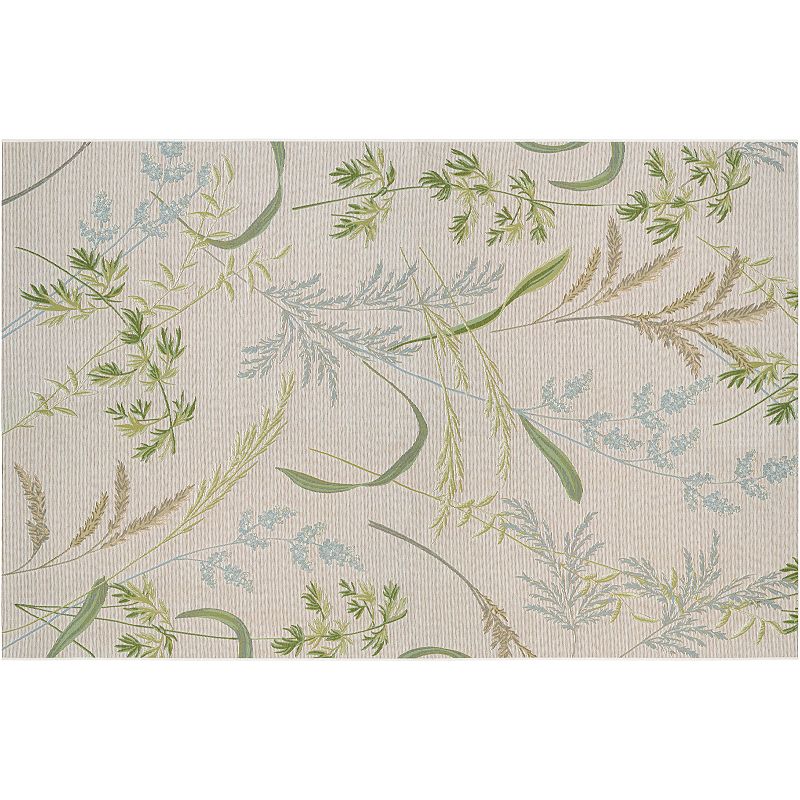 Couristan Dolce Sand Dune Floral Indoor Outdoor Rug, Beig/Green, 5X7.5 Ft