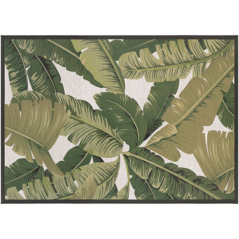 Couristan Dolce Palm Lily Indoor Outdoor Rug, Green, 5X7.5 Ft