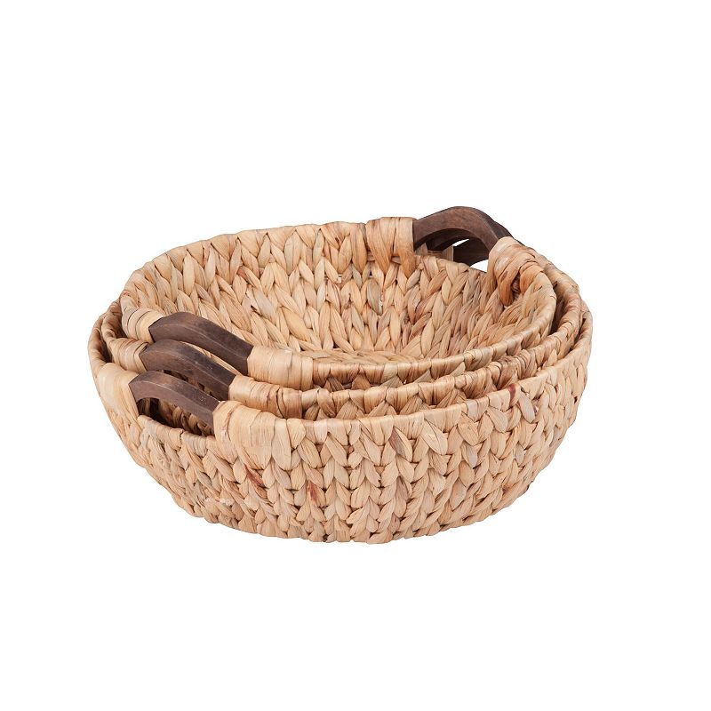 Honey-Can-Do 3-piece Round Woven Nesting Basket Set, Brown