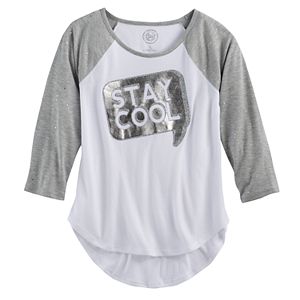Girls 7-16 & Plus Size SO® High-Low Shine Baseball Tee