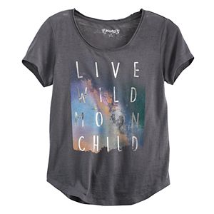 Girls 7-16 & Plus Size Mudd® Burnout Seamed Back High-Low Hem Graphic Tee